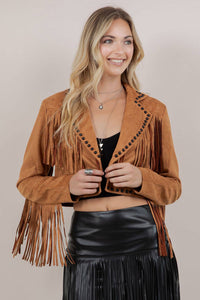 Camel Fringe Stud Jacket