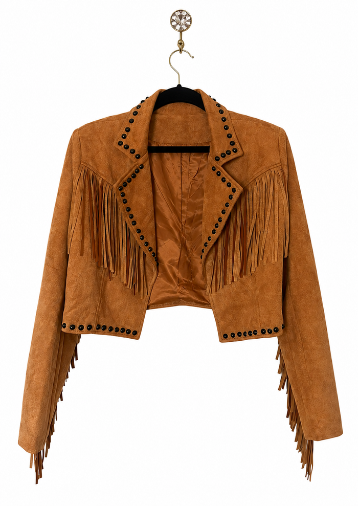 Camel Fringe Stud Jacket