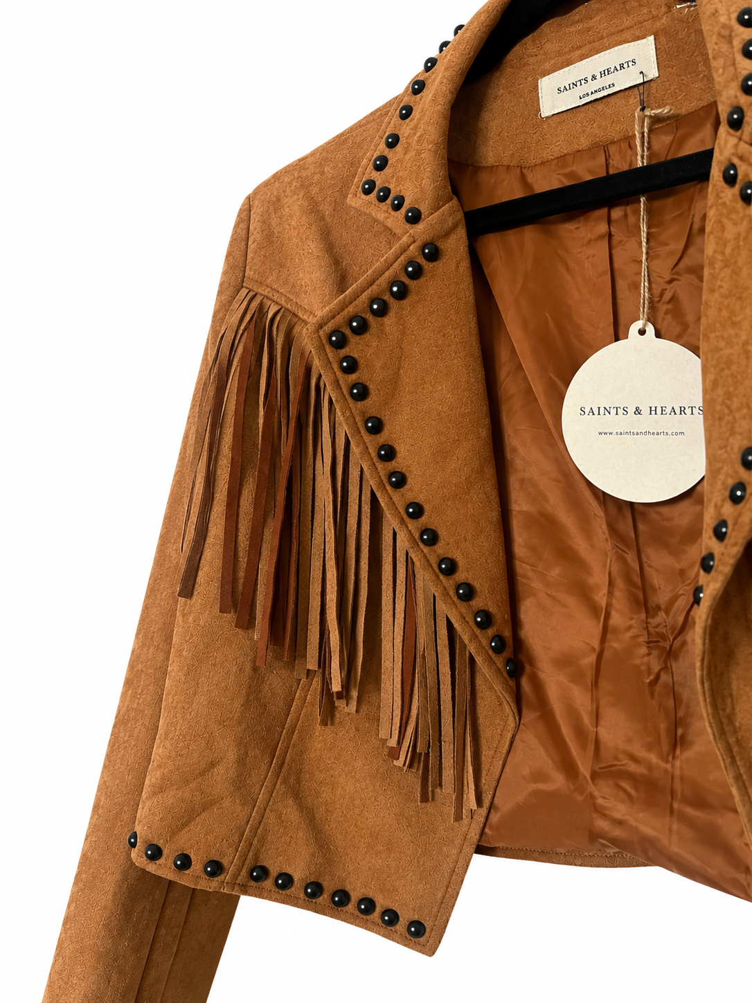 Camel Fringe Stud Jacket
