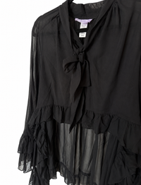 Sheer Ruffle Asymmetrical Blouse
