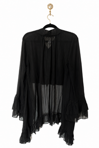 Sheer Ruffle Asymmetrical Blouse