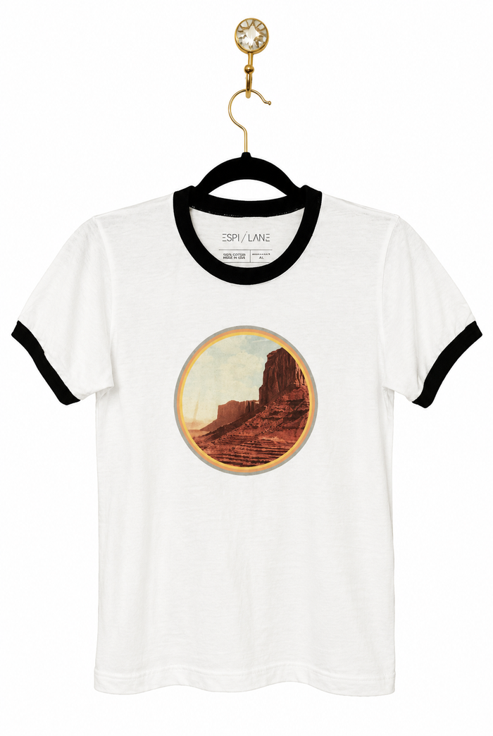 Vintage Desert Graphic Tee (White Ringer) — Women's Close Fit