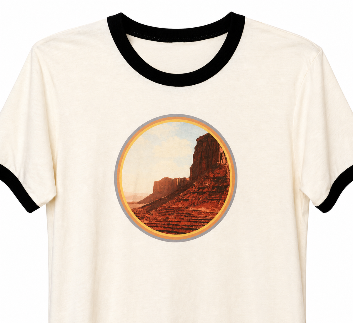 Vintage Desert Graphic Tee (Cream Ringer) — Unisex fit