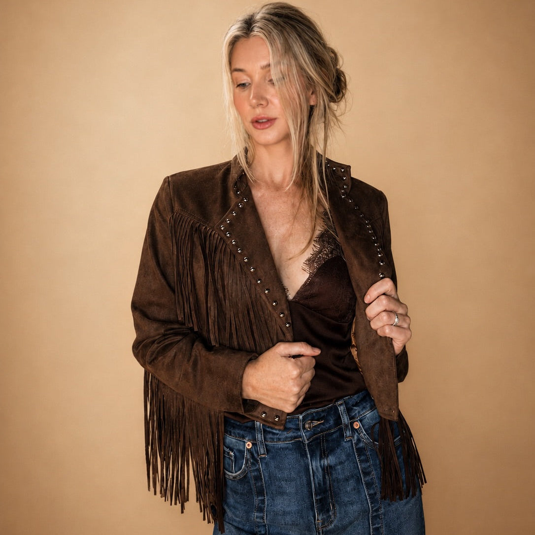 Chocolate Fringe Stud Jacket