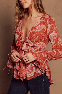 Rose Paisley Boho Kimono Top