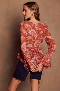 Rose Paisley Boho Kimono Top