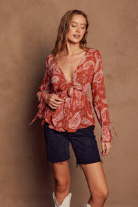 Rose Paisley Boho Kimono Top