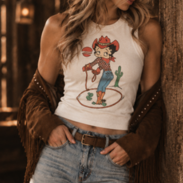 Cowgirl Betty Graphic Crop Tank